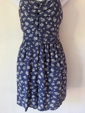 Blue Floral Spaghetti Strap Sweetheart Neckline Cottagecore Boho Romper Size Med